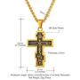 U7 Vintage Crucifix Pendant Christian Jewelry Vintage Black Plated/Stainless Steel/18K Gold Plated Orthodox Cross Catholic Necklace