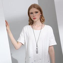 Coostuff Fashion Long Necklace with Pendant Jewelry Silver Black Necklaces for Women