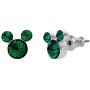 Disney Silver Plate Mickey Mouse Crystal Birthstone Stud Earrings