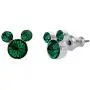 Disney Silver Plate Mickey Mouse Crystal Birthstone Stud Earrings