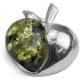 Sterling Silver Green Amber Apple Necklace Pendant Chain 18 Inches