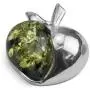 Sterling Silver Green Amber Apple Pendant Necklace Chain 18 Inches Sterling Silver Green Amber Apple Pendant Necklace Chain 18 Inches