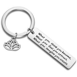 WUSUANED Buddhist Inspirational Quote Keychain What You Think You Become Buddha Jewelry Inspirational Gift