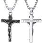 FaithHeart Cross Necklace Bible Verse Jewelry, Stainless Steel/Gold Plated Christian Charms Lords Prayer Pendant, Customize Available, Dog Tag Necklace for Men (Send Gift Box)