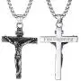FaithHeart Cross Necklace Bible Verse Jewelry, Stainless Steel/Gold Plated Christian Charms Lords Prayer Pendant, Customize Available, Dog Tag Necklace for Men (Send Gift Box)