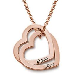 Oak&Luna Love Two Interlocking Hearts Necklace Personalized Engraved Custom Made Jewelry for Her