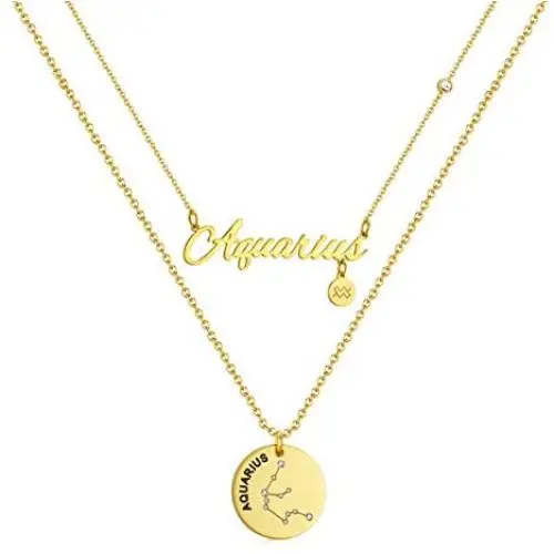Pacoora 2Pcs 12 Constellation Zodiac Pendant Necklace Letter Disc Horoscope Necklace for Women Pacoora 2Pcs 12 Constellation Zodiac Pendant Necklace Letter Disc Horoscope Necklace for Women