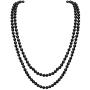 CrazyPiercing Faux Pearls Beads Necklace, Glass Strand Beads Necklace Chain, 1920s Fashion Imitation Pearls Long Necklace Vintage Costume Jewelry Necklace 55'' Diameter of Pearl 0.32'' for Women Girls