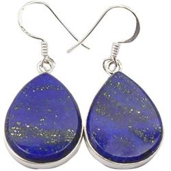 SilverStarJewel Gemstone Jewelry Lapis Lazuli Earrings 1.6'' 925 Solid Silver