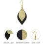 missaqua Leather Earrings Layered Metallic Genuine Leather Leaf Dangle Drop Earrings for Women