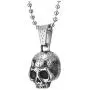 COOLSTEELANDBEYOND Mens Women Small Steel Dotted Rough Textured Skull Pendant Necklace, 23.6 inches Ball Chain COOLSTEELANDBEYOND Mens Women Small Steel Dotted Rough Textured Skull Pendant Necklace, 23.6 inches Ball Chain