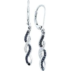 Infinity Diamond 14K White Gold Black Diamond Infinity Dangle Earrings 1/3 Ctw.