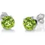 Gem Stone King 925 Sterling Silver Green Peridot Pendant and Earrings Set 3.00 Ct Round Gemstone Birthstone For Women with 18 Inch Chain Gem Stone King 925 Sterling Silver Green Peridot Pendant and Earrings Set 3.00 Ct Round Gemstone Birthstone For Women with 18 Inch Chain