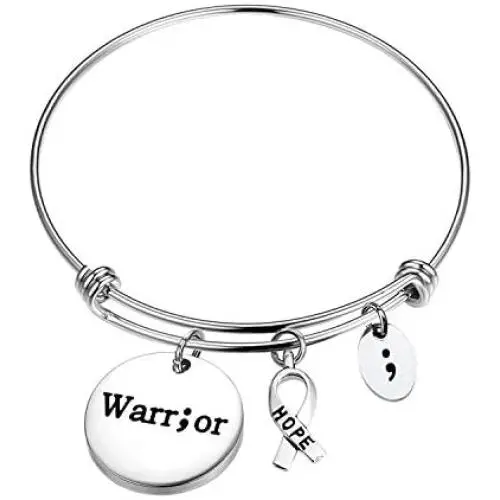 Gzrlyf Warrior Semicolon Necklace Mental Health Awareness Jewelry Cancer Survivor Gifts Gzrlyf Warrior Semicolon Necklace Mental Health Awareness Jewelry Cancer Survivor Gifts