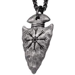 HAQUIL Viking Jewelry Alloy Aegishjalmr Helm of Awe Norse Talisman Pendant Necklace for Men and Women, 19.7''