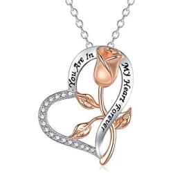 Step Forward Angel Wing Heart Necklace for Women Sterling Silver, Pendant Necklaces for Girls Forever in My Heart Theme Gifts Jewelry