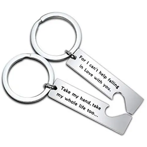 KUIYAI Take My Hand Take My Whole Life Too for I Can’t Help Falling in Love with You Romantic Quote Keychain Couple Gift KUIYAI Take My Hand Take My Whole Life Too for I Can’t Help Falling in Love with You Romantic Quote Keychain Couple Gift