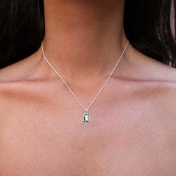 Orchid Jewelry 925 Sterling Silver Chain Pendant For Women 5.00 Ct Green Amethyst Cushion Gemstone Pendants February Birthstone Necklace Healing Crystal Anniversary Birthday Gift For Wife