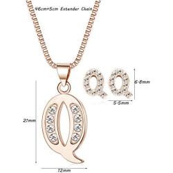 ORAZIO Initial Necklace Earrings for Women Girls Alphabet Letter A-Z Pendant Necklace Stud Earrings Jewelry Set