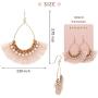 Big Tear Drop Dangle with Chain & Crystal Trimmings, Fan Shape Tassel Statement Earrings