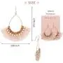 Big Tear Drop Dangle with Chain & Crystal Trimmings, Fan Shape Tassel Statement Earrings
