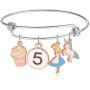 Aesnefe Unicorn CupCupcake Charm Bracelet Birthday Number Necklace with 3rd 4th 5th 6th 7th 8th 9th Birthday Gifts for Girls Kids 2 Packs