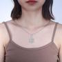 Lucky Snowflake Necklace Long Pendant Necklace with White Cubic Zirconia Silver Jewelry for Women Girls