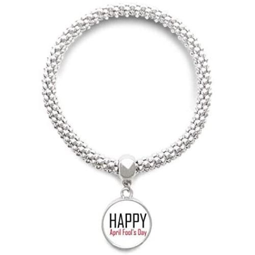 DIYthinker Celebrate April Fools Day Festival Holiday Sliver Bracelet Pendant Jewelry Chain Adjustable Bangle