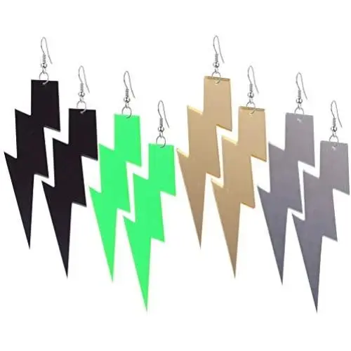 Gmillions Womens Lightning Hook Earrings Dangle Drop Resin Acrylic Lighting Bolt Drop Neon Earrings for Girls Bridal Party 4 pcs Gmillions Womens Lightning Hook Earrings Dangle Drop Resin Acrylic Lighting Bolt Drop Neon Earrings for Girls Bridal Party 4 pcs