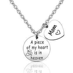 Eigso Memorial Jewelry A Piece of My Heart is in Heaven Necklace Sympathy Gift Memorial Keepsake for Loss of Mom Bereavement Gift Remembrance Necklace (Piece of My Heart NL)