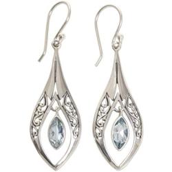 NOVICA Blue Topaz .925 Sterling Silver Dangle Earrings, Blue Teardrops