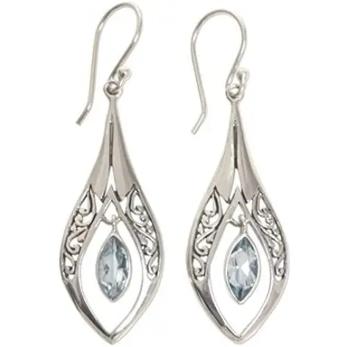 NOVICA Blue Topaz .925 Sterling Silver Dangle Earrings, Blue Teardrops NOVICA Blue Topaz .925 Sterling Silver Dangle Earrings, Blue Teardrops