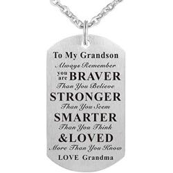 WPFdesign Grandson Granddaughter Dog Tag Necklace Jewelry Keychain Pendant from Grandma Grandpa