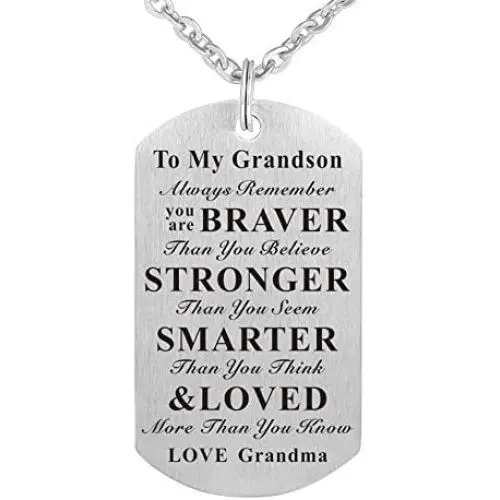 WPFdesign Grandson Granddaughter Dog Tag Necklace Jewelry Keychain Pendant from Grandma Grandpa WPFdesign Grandson Granddaughter Dog Tag Necklace Jewelry Keychain Pendant from Grandma Grandpa