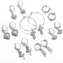 7 Pairs Huggie Dangle Hoop Earrings Set for Women Teen Girls Charm Heart Crystal Rose Tiny Cross Huggie Drop Dangle Earrings Set Jewelry