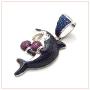 Nsitbbuery Hip Hop Night Club Bar Zircon Boxing Shark Pendant Stainless Steel Chain Necklace
