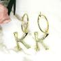 HSQYJ Fashion DIY Big 26 Crystal Letter Charm Bamboo Initial Pendant Necklace Pearl Brooch Pin Hoop Earrings Gold-Plated 20 Inch Chain Letter A-Z Best for Women Girl Jewelry Gift