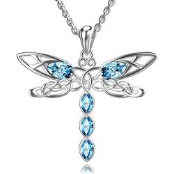 TOUPOP Mothers Day Gifts s925 Sterling Silver Dragonfly Pendant Necklace with Crystal Jewelry Gifts for Mom Mother Women Teen Girls Birthday