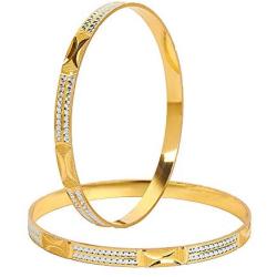 Bodha 24K Fine Two Tone Gold & Silver Plated Traditional Indian Bollywood Designer Bangles for Women (Pack of 4)
