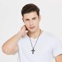 CHOLER Cross Necklace for Men Steel Pendant Lords Prayer Religious Necklace