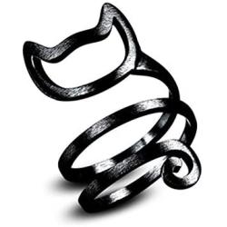 Flzaitian Fashion Open Cat Ring Women Men Gold Silver Black Adjustable Ring Jewelry for Women Wire Wrap Thumb Open Rings