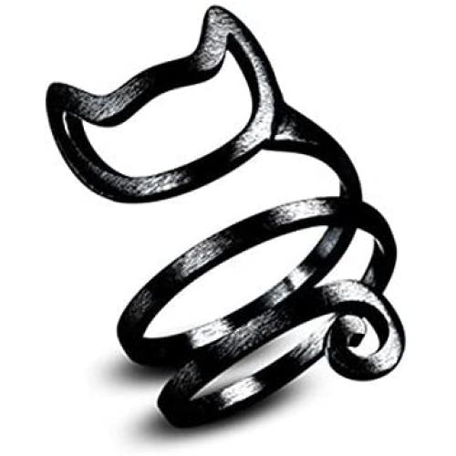 Flzaitian Fashion Open Cat Ring Women Men Gold Silver Black Adjustable Ring Jewelry for Women Wire Wrap Thumb Open Rings