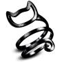 Flzaitian Fashion Open Cat Ring Women Men Gold Silver Black Adjustable Ring Jewelry for Women Wire Wrap Thumb Open Rings