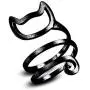 Flzaitian Fashion Open Cat Ring Women Men Gold Silver Black Adjustable Ring Jewelry for Women Wire Wrap Thumb Open Rings