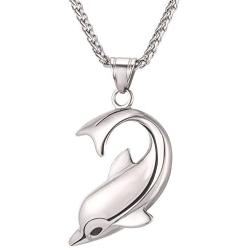 U7 Shark/Fish/Dolphin Pendant Animal Jewelry Men Boys Necklace with Stainless Steel/Gold/Black Gun Plated/925 Sterling Silver Chain
