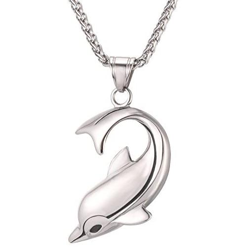 U7 Shark/Fish/Dolphin Pendant Animal Jewelry Men Boys Necklace with Stainless Steel/Gold/Black Gun Plated/925 Sterling Silver Chain