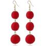 IDB Threaded Ball Dangle Hook Earrings - Large Bohemia Pom Pom Style Earrings - Approx 3 9/16 inch drop - Multiple Colors Available