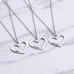 SIVITE Best Friends Forever Necklace Hollow Heart Pendant Necklace for 3 Pieces BFF Friendship Necklace