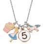 Aesnefe Unicorn CupCupcake Charm Bracelet Birthday Number Necklace with 3rd 4th 5th 6th 7th 8th 9th Birthday Gifts for Girls Kids 2 Packs