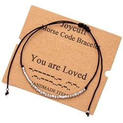 Inspirational Morse Code Encouragement Bracelets for Women Funny Jewelry Gifts for Teen Girls Daughter Sister Best Friend Friendship Adjustable Dainty Silk Beaded Wrap Bracelet
